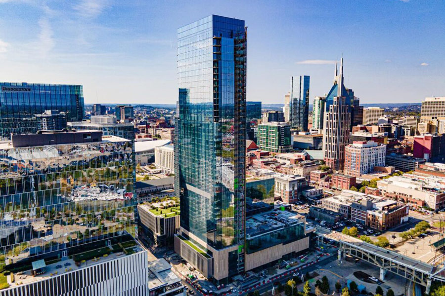 Arial photo of the Four Seasons Nashville exterior
