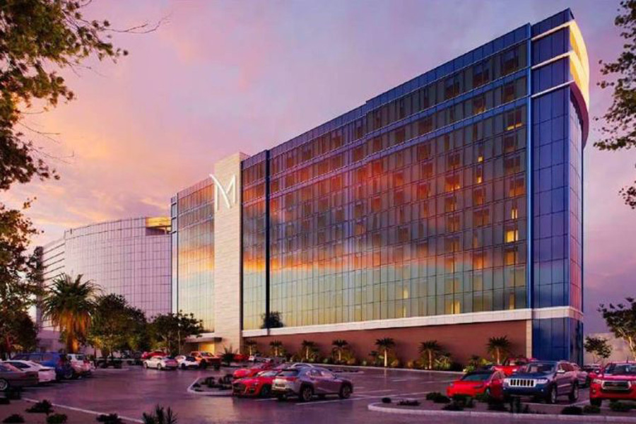 Exterior of the M resort and parking lot