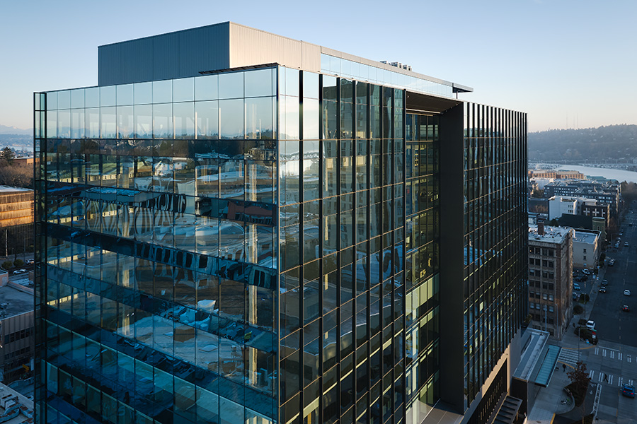 Arial photo of University District Station Building.